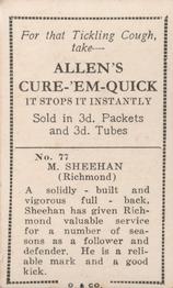 1933 Allen's League Footballers #77 Maurie Sheahan Back